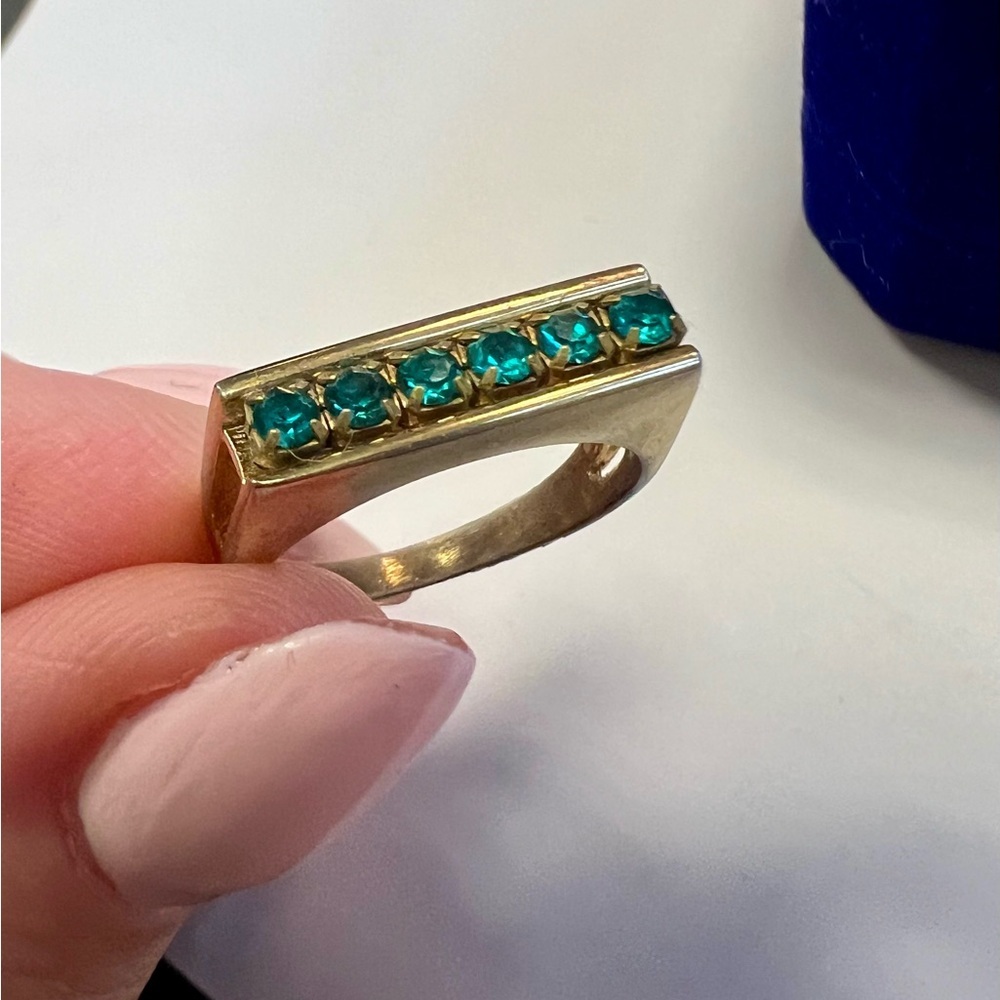 Sterling Gold Plated Tourmaline Bar Ring